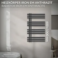 Badheizkörper Iron EM 600x1000 mm Anthrazit