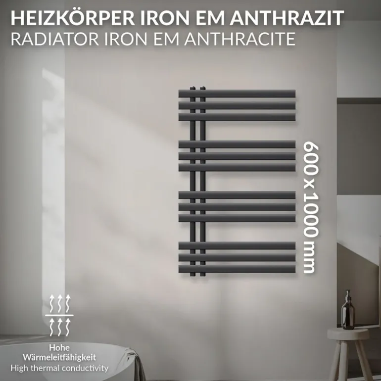 Badheizkörper Iron EM 600x1000 mm Anthrazit