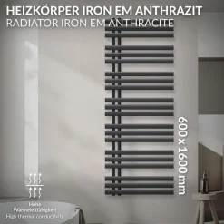 Badheizkörper Iron EM 600x1600 mm Anthrazit