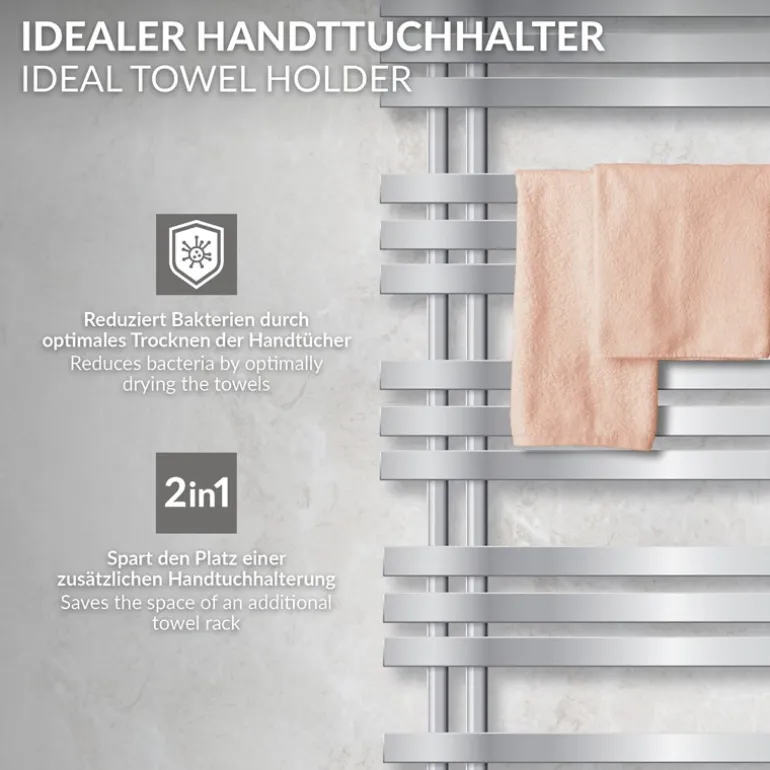 Badheizkörper Iron EM 600x1200 mm Chrome mit Boden Anschlussgarnitur