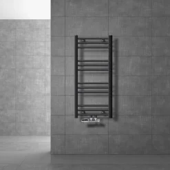 Badheizkörper Mittelanschluss 400x800 mm Anthrazit gerade mit Wand Anschlussgarnitur LuxeBath