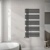 Badheizkörper Mittelanschluss 600x1200 mm Anthrazit mit Wand Anschlussgarnitur LuxeBath