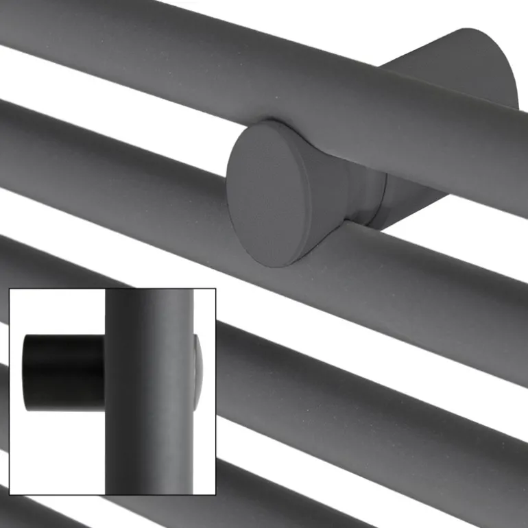 Badheizkörper Mittelanschluss 300x1400 mm Anthrazit gerade mit Boden Anschlussgarnitur LuxeBath