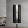 Badheizkörper Mittelanschluss mit Spiegel 450x1200 mm Schwarz inkl. Bodenanschlussgarnitur mit Thermostat LuxeBath