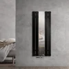 Badheizkörper Mittelanschluss mit Spiegel 450x1200 mm Schwarz inkl. Wandanschlussgarnitur mit Thermostat LuxeBath