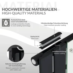 Badheizkörper Mittelanschluss mit Spiegel 450x1200 mm Schwarz inkl. Wandanschlussgarnitur mit Thermostat LuxeBath