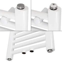 Badheizkörper Mittelanschluss 300x1400 mm Weiß gerade mit Wand Anschlussgarnitur LuxeBath