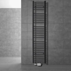Badheizkörper Mittelanschluss 300x1800 mm Anthrazit gerade mit Universale Anschlussgarnitur LuxeBath