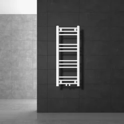 Badheizkörper Mittelanschluss 300x1800 mm Weiß gerade inkl. Montagematerial LuxeBath
