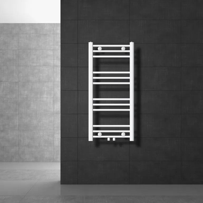 Badheizkörper Mittelanschluss 400x800 mm Weiß gerade inkl. Montagematerial LuxeBath
