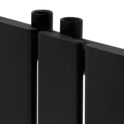 Badheizkörper Mittelanschluss 480x1600 mm Schwarz mit Wand Thermostatventil LuxeBath