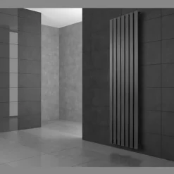 Badheizkörper Mittelanschluss 480x1800 mm Anthrazit mit Universale Anschlussgarnitur LuxeBath