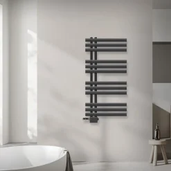Badheizkörper Mittelanschluss 500x1000 mm Anthrazit mit Universale Anschlussgarnitur LuxeBath