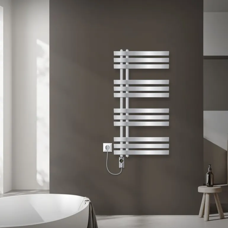 Badheizkörper Mittelanschluss 500x1000 mm Chrom mit Heizstab 600W LuxeBath