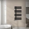 Badheizkörper Mittelanschluss 500x1000 mm Schwarz matt mit Wand Thermostatventil LuxeBath