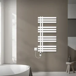 Badheizkörper Mittelanschluss 500x1000 mm Weiß mit Heizstab 300W LuxeBath