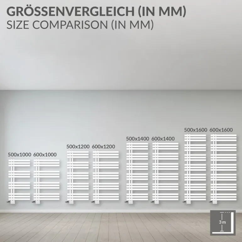 Badheizkörper Mittelanschluss 500x1000 mm Weiß mit Universale Anschlussgarnitur LuxeBath