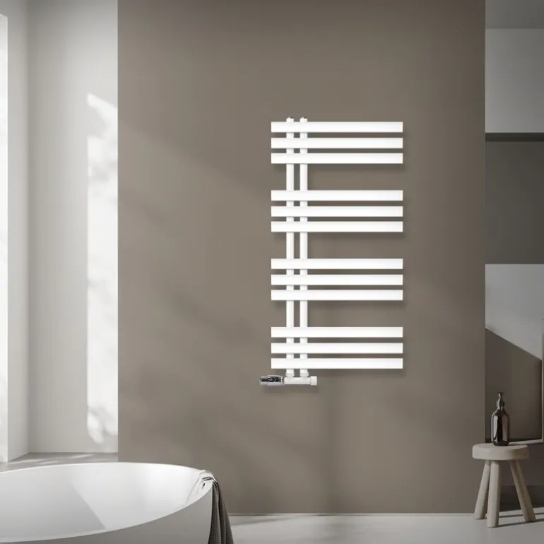 Badheizkörper Mittelanschluss 500x1000 mm Weiß mit Wand Anschlussgarnitur LuxeBath