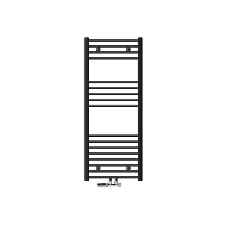 Badheizkörper Mittelanschluss 500x1200 mm Anthrazit gerade mit Wand Anschlussgarnitur LuxeBath