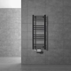 Badheizkörper Mittelanschluss 300x800 mm Anthrazit gerade mit Universale Anschlussgarnitur LuxeBath
