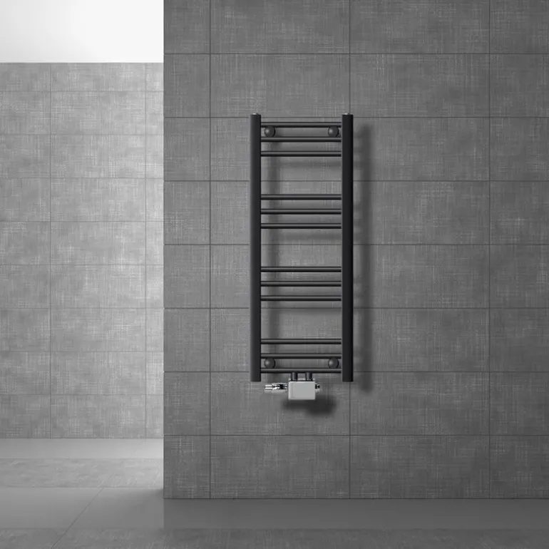 Badheizkörper Mittelanschluss 300x800 mm Anthrazit gerade mit Universale Anschlussgarnitur LuxeBath