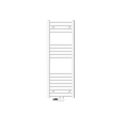Badheizkörper Mittelanschluss 400x1200 mm Weiß gebogen mit Boden Anschlussgarnitur LuxeBath