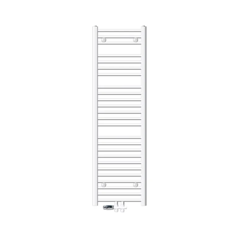 Badheizkörper Mittelanschluss 400x1500 mm Weiß gerade mit Boden Anschlussgarnitur LuxeBath