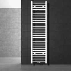Badheizkörper Mittelanschluss 400x1800 mm Weiß gebogen inkl. Montagematerial LuxeBath
