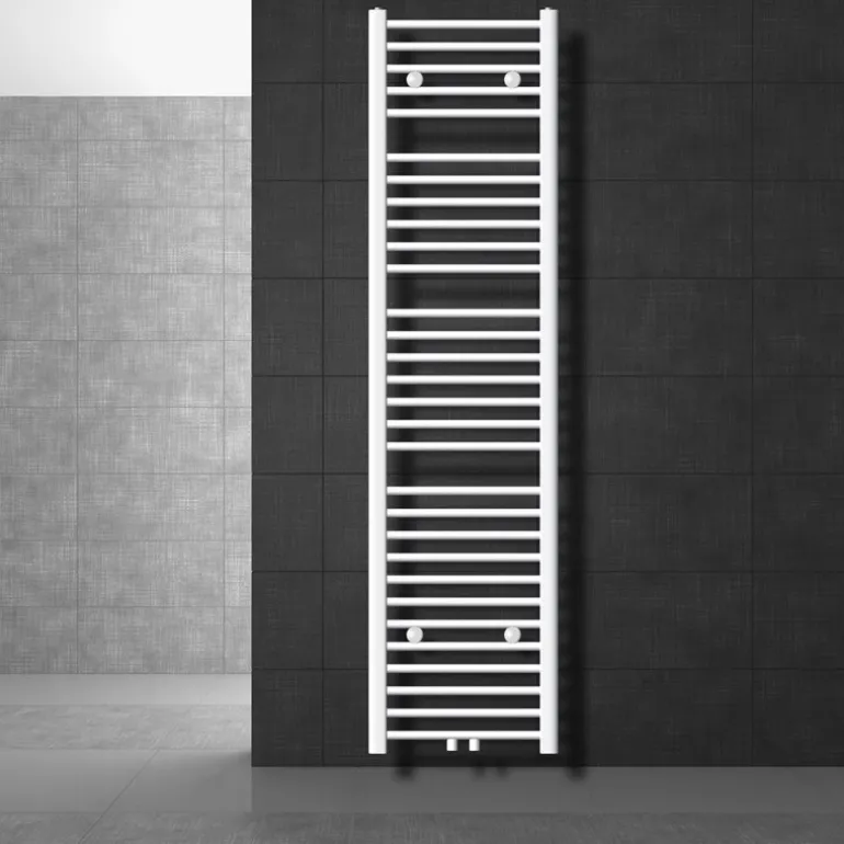 Badheizkörper Mittelanschluss 400x1800 mm Weiß gerade inkl. Montagematerial LuxeBath