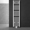 Badheizkörper Mittelanschluss 400x1800 mm Weiß gerade mit Boden Anschlussgarnitur LuxeBath