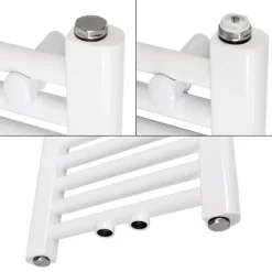 Badheizkörper Mittelanschluss 400x1800 mm Weiß gerade mit Wand Anschlussgarnitur LuxeBath
