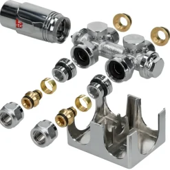 Badheizkörper Mittelanschluss 500x1200 mm Chrome mit Universal Anschlussgarnitur LuxeBath