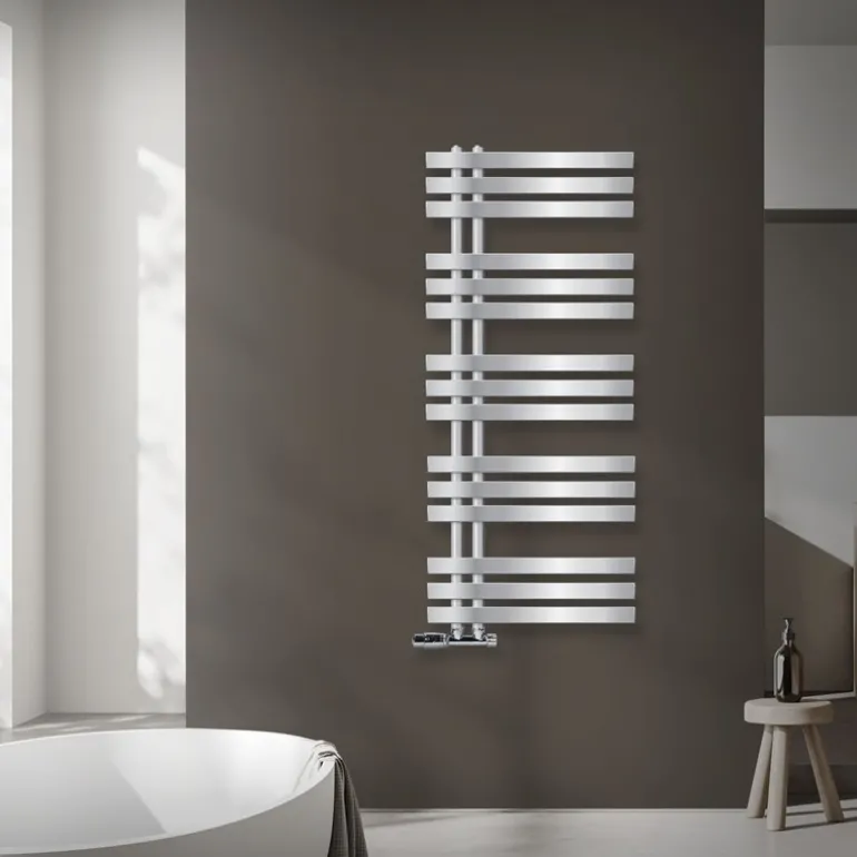 Badheizkörper Mittelanschluss 500x1200 mm Chrome mit Wand Anschlussgarnitur LuxeBath