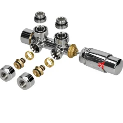 Badheizkörper Mittelanschluss 500x1200 mm Chrome mit Wand Anschlussgarnitur LuxeBath