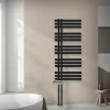 Badheizkörper Mittelanschluss 500x1200 mm Schwarz matt mit Boden Thermostatventil LuxeBath