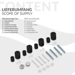 Badheizkörper Mittelanschluss 500x1200 mm Schwarz matt mit Boden Thermostatventil LuxeBath