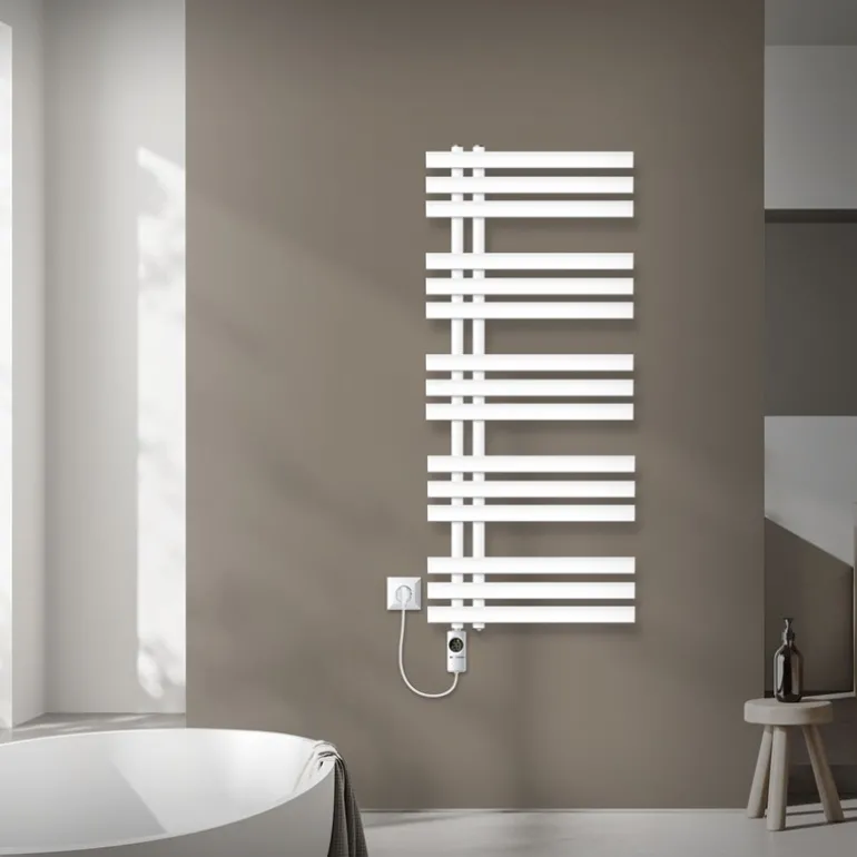 Badheizkörper Mittelanschluss 500x1200 mm Weiß mit Heizstab 1200W LuxeBath