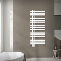 Badheizkörper Mittelanschluss 500x1200 mm Weiß mit Universal Thermostatventil LuxeBath