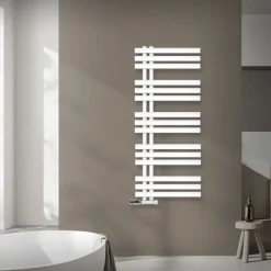 Badheizkörper Mittelanschluss 500x1200 mm Weiß mit Wand Anschlussgarnitur LuxeBath