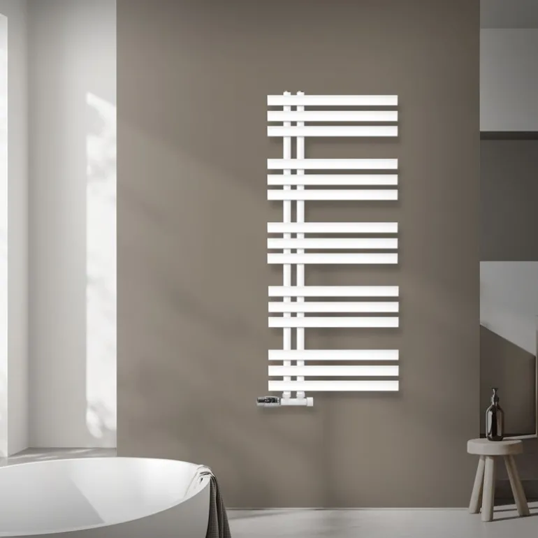 Badheizkörper Mittelanschluss 500x1200 mm Weiß mit Wand Anschlussgarnitur LuxeBath