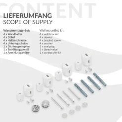 Badheizkörper Mittelanschluss 500x1600 mm Weiß mit Boden Anschlussgarnitur LuxeBath