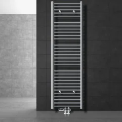 Badheizkörper Mittelanschluss 500x1800 mm Chrome gerade mit Boden Anschlussgarnitur LuxeBath