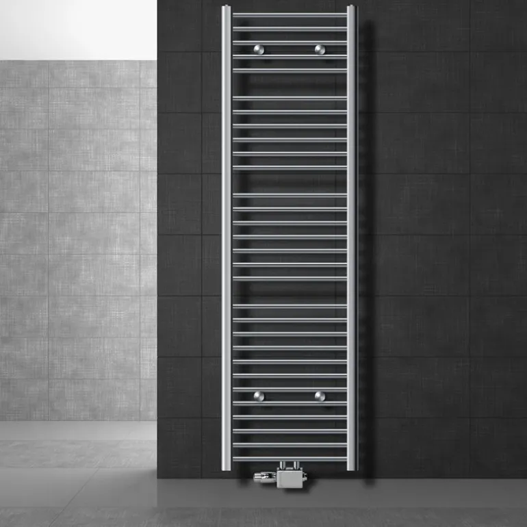 Badheizkörper Mittelanschluss 500x1800 mm Chrome gerade mit Universale Anschlussgarnitur LuxeBath
