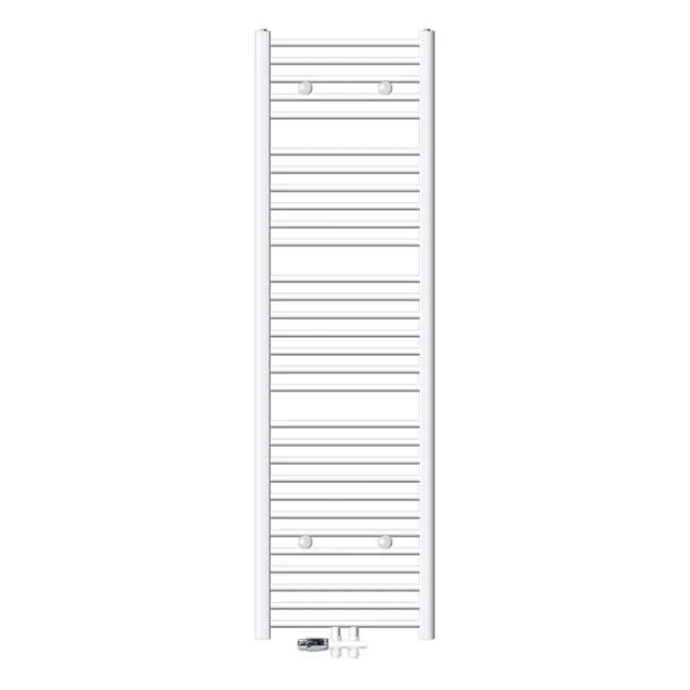 Badheizkörper Mittelanschluss 500x1800 mm Weiß gerade mit Boden Anschlussgarnitur LuxeBath