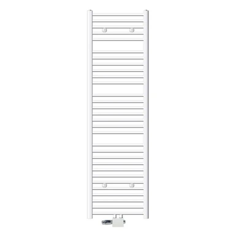 Badheizkörper Mittelanschluss 500x1800 mm Weiß gerade mit Universal Anschlussgarnitur LuxeBath
