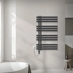 Badheizkörper Mittelanschluss 600x1000 mm Anthrazit mit Heizstab 300W LuxeBath