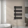 Badheizkörper Mittelanschluss 600x1000 mm Schwarz matt mit Wand Thermostatventil LuxeBath