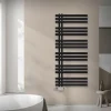 Badheizkörper Mittelanschluss 600x1400 mm Schwarz matt mit Universal Thermostatventil LuxeBath