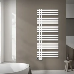 Badheizkörper Mittelanschluss 600x1400 mm Weiß mit Universal Anschlussgarnitur LuxeBath