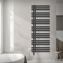 Badheizkörper Mittelanschluss 600x1600 mm Anthrazit mit Heizstab 1200W LuxeBath